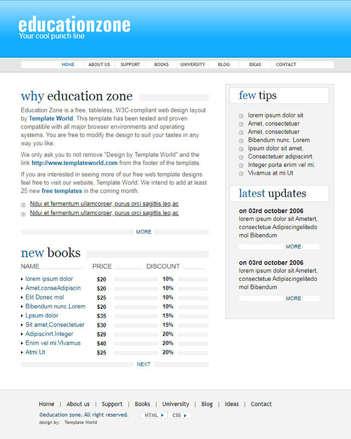 Free Education Zone Website Template