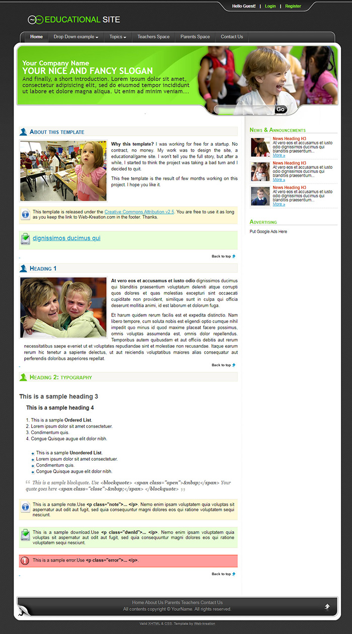 Free Educational Site Website Template Free Website Templates HTML5