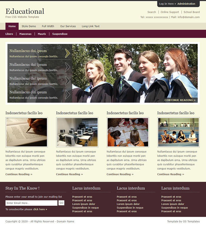 Free Educational Website Template
