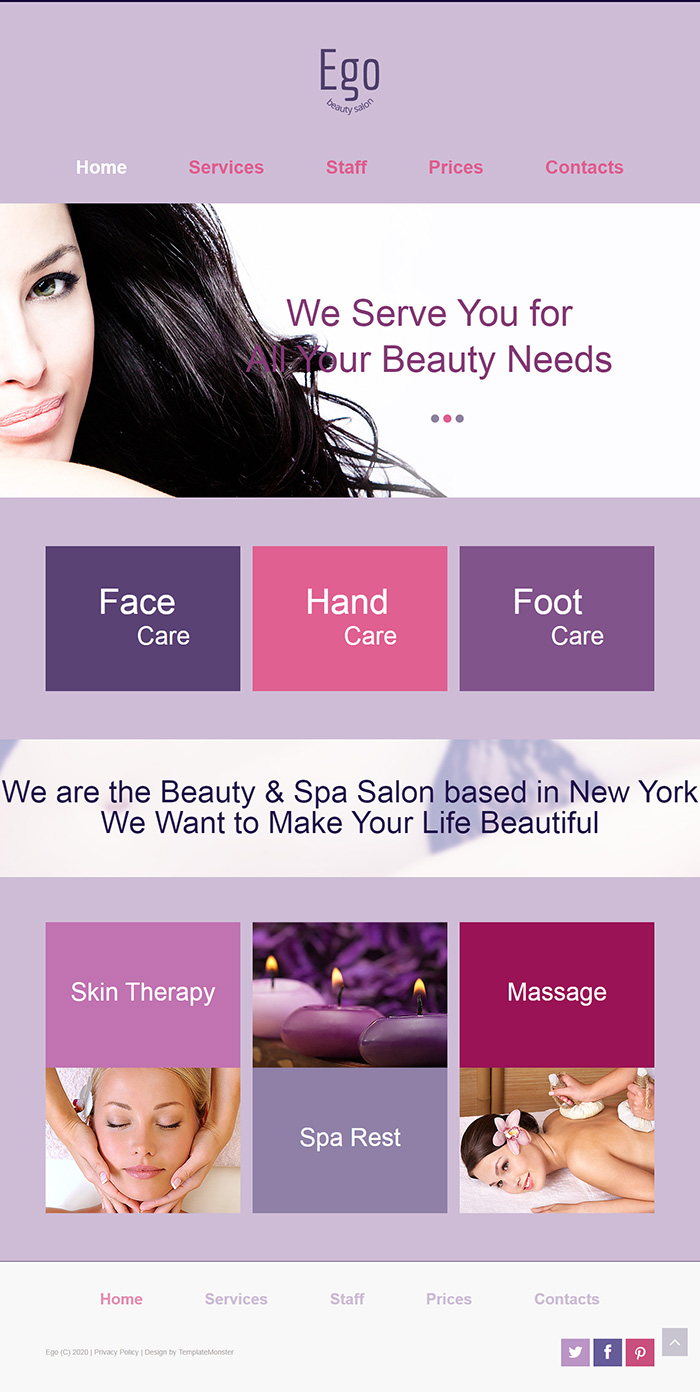 Free Ego Beauty Salon Website Template