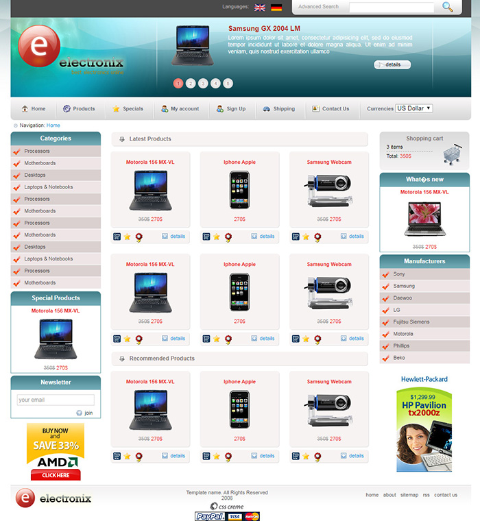 Free Electronix Website Template