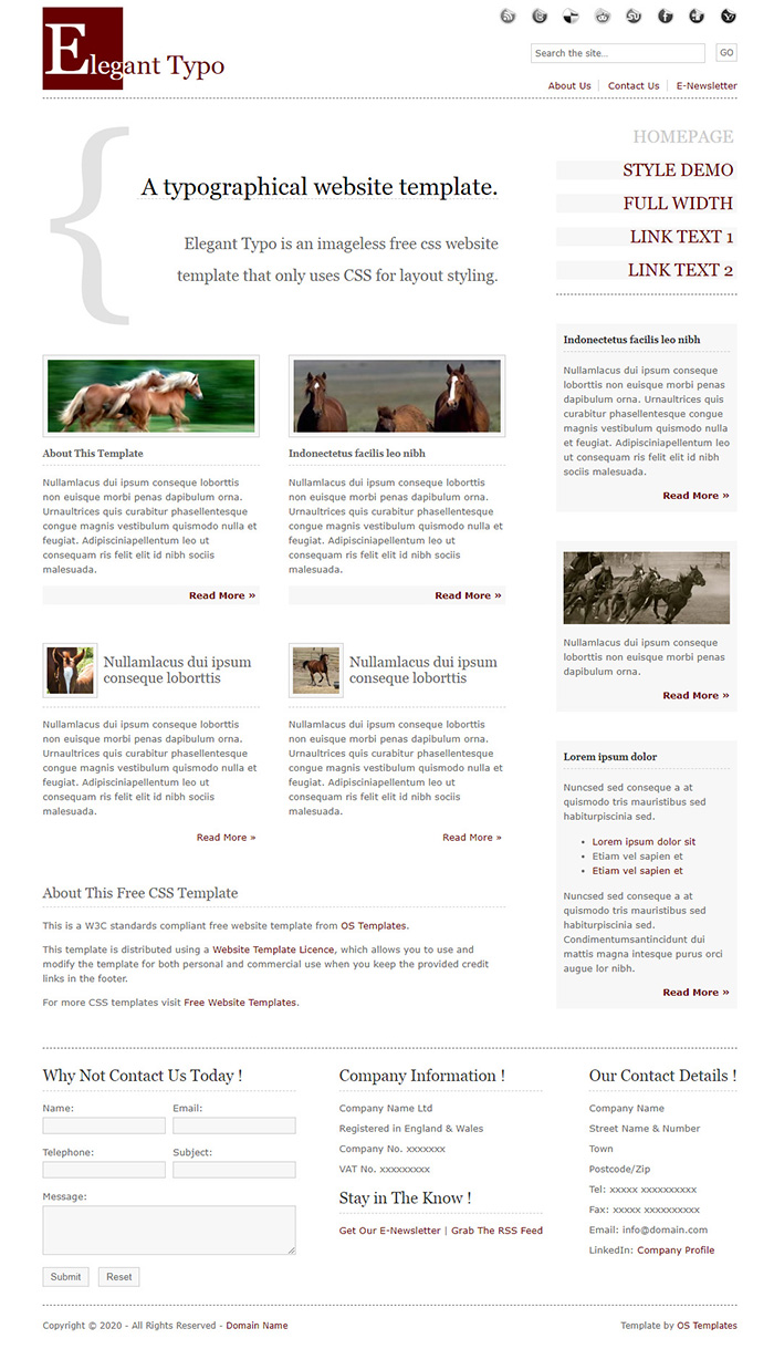 Free Elegant Typo Website Template