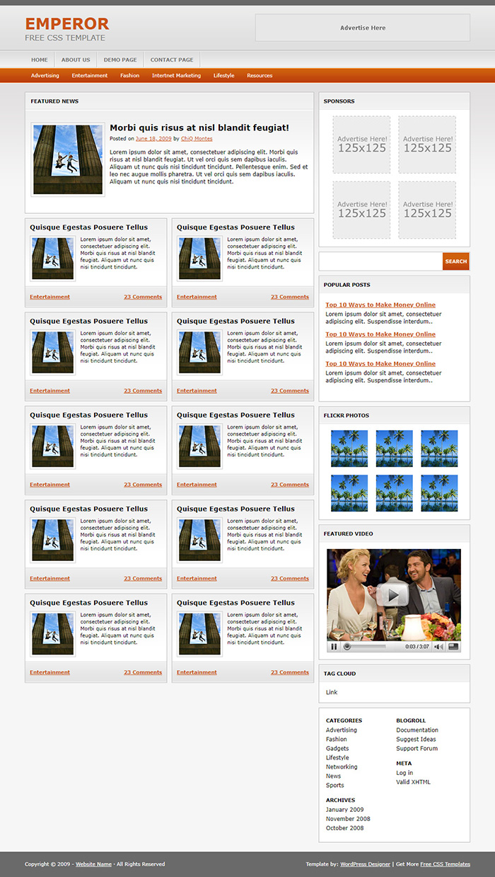 Free Emperor Website Template