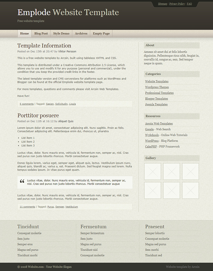 Free Emplode Website Template