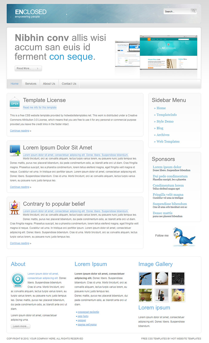 Free Enclosed Website Template