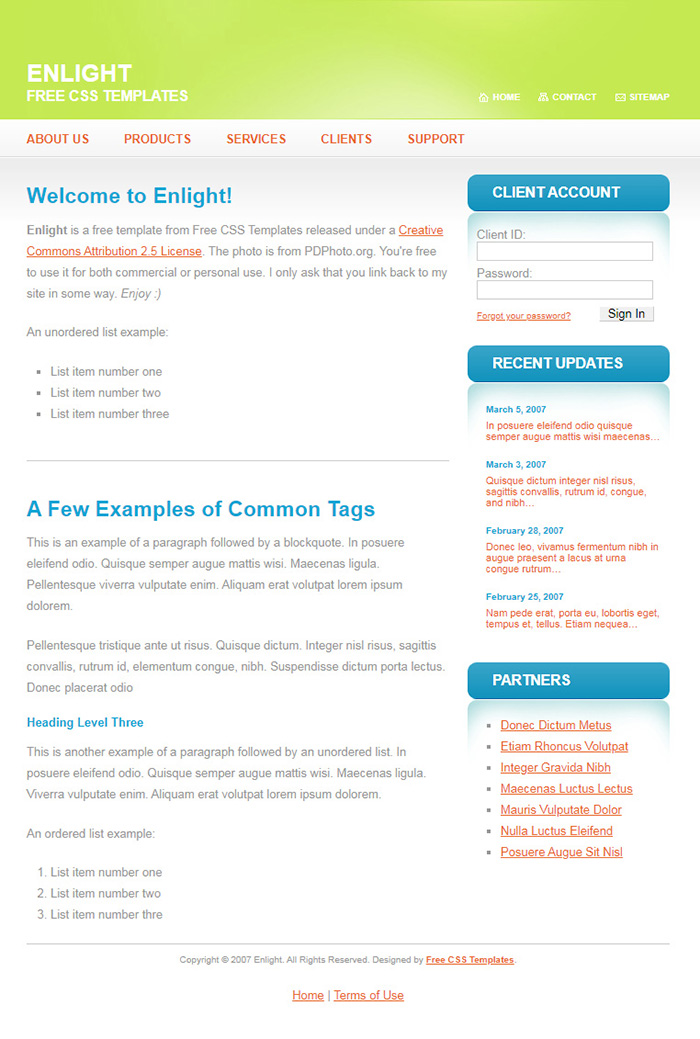 Free Enlight Website Template