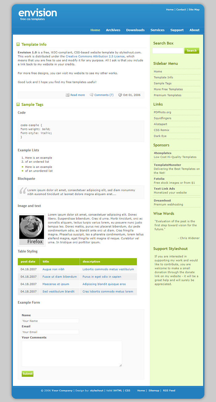 Free Envision 1.0 Website Template