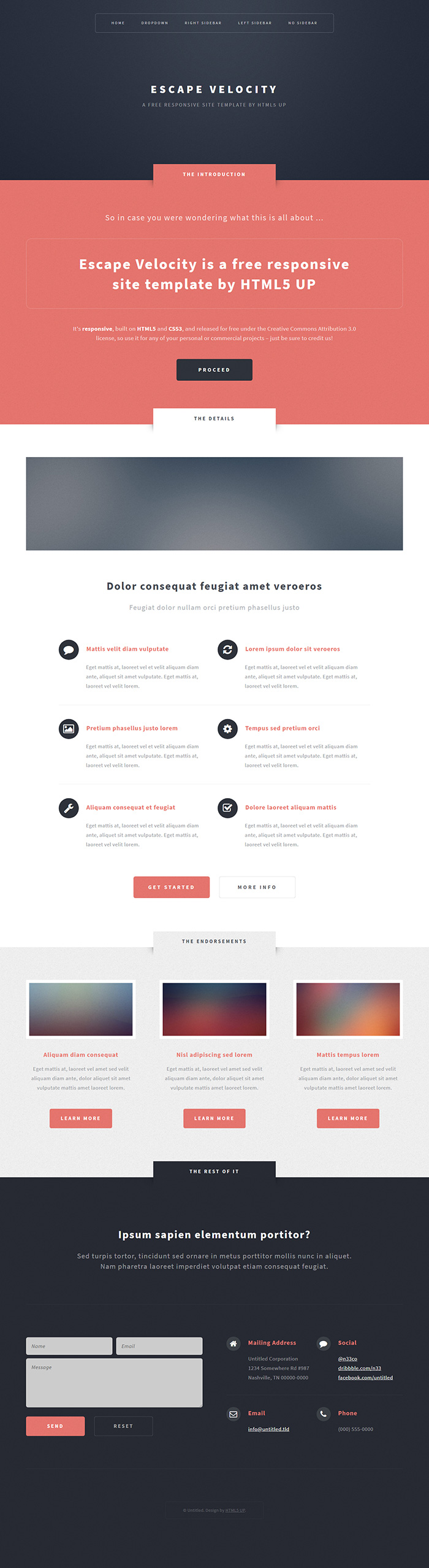 Free Escape Velocity Website Template