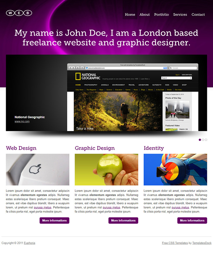 Free Euphoria 01 Website Template