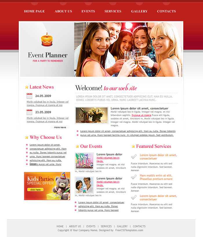 Free Event Planner Website Template Free Website Templates, HTML5