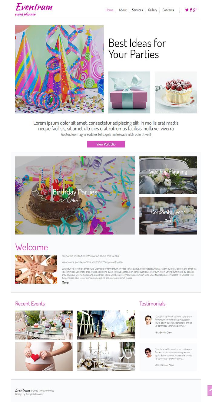 Free Eventrum Website Template