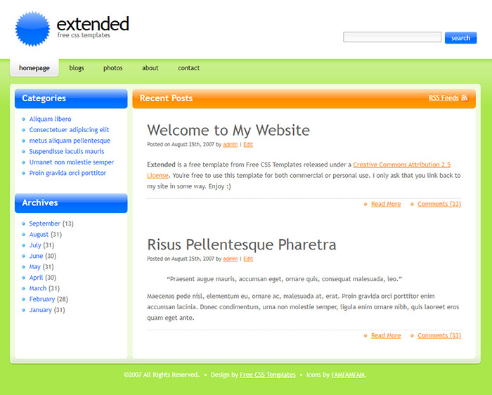 Free Extended Website Template