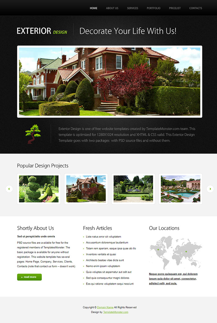 Free Exterior Design Website Template