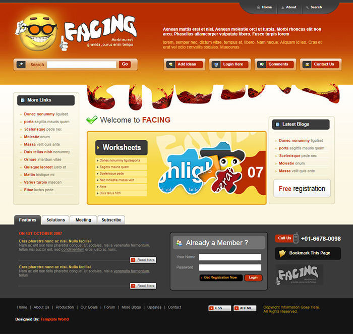 Free Facing Website Template