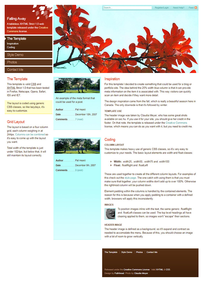 Free Falling Away Website Template