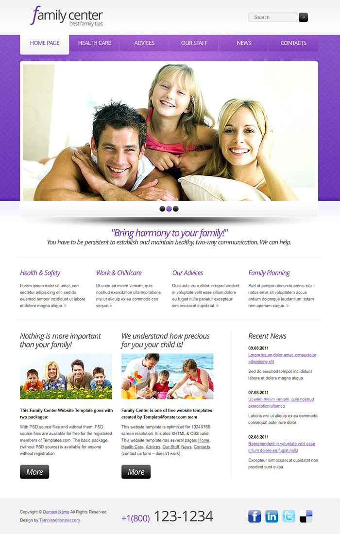 Free Family Center Website Template