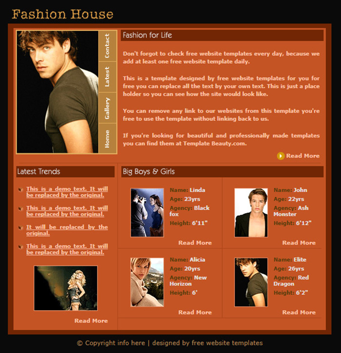 Free Fashion House Website Template