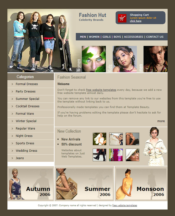 Free Fashion Hut Website Template