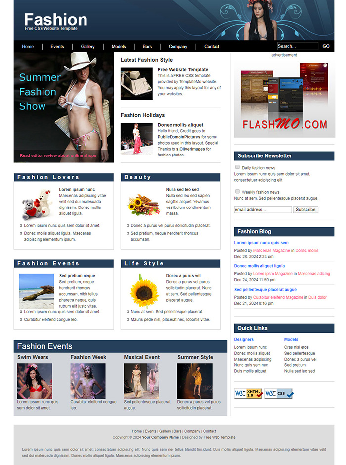 Free Fashion Website Template