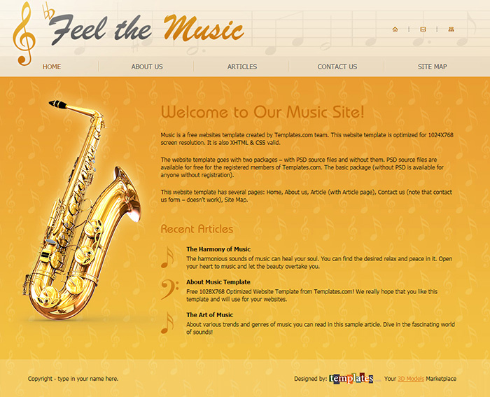 Free Feel The Music Website Template