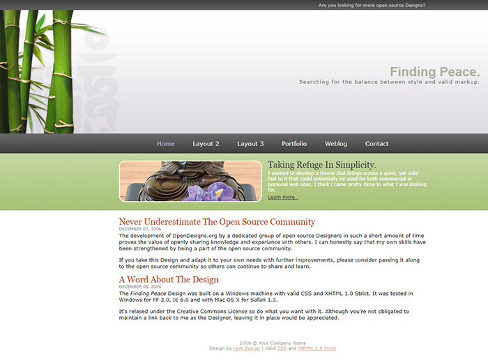 Free Finding Peace Website Template