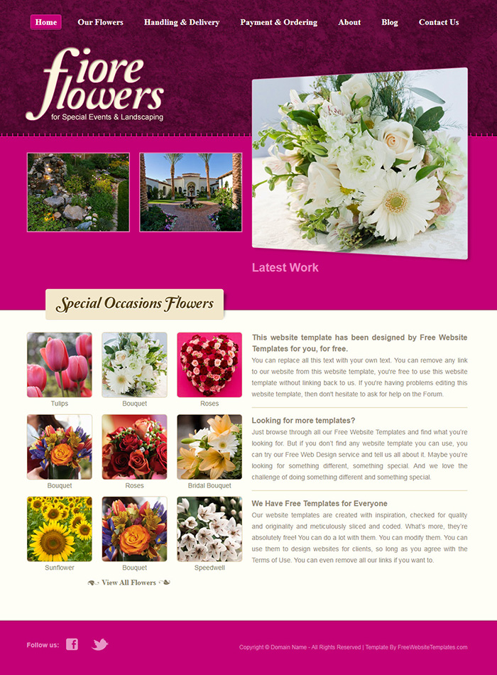 Free Fiore Flowers Website Template