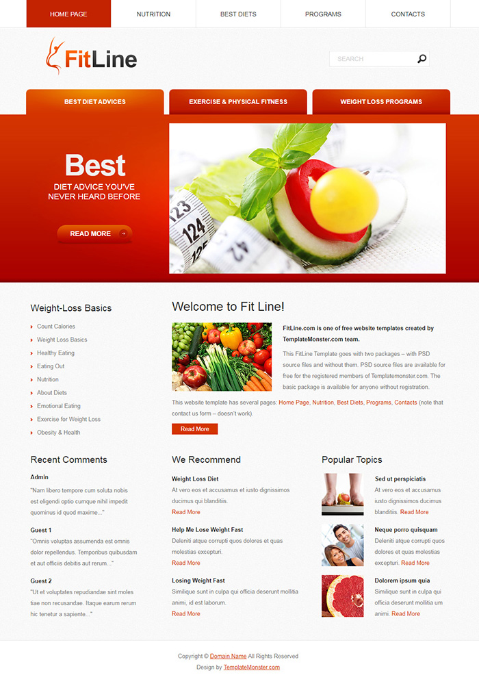 Free FitLine Website Template