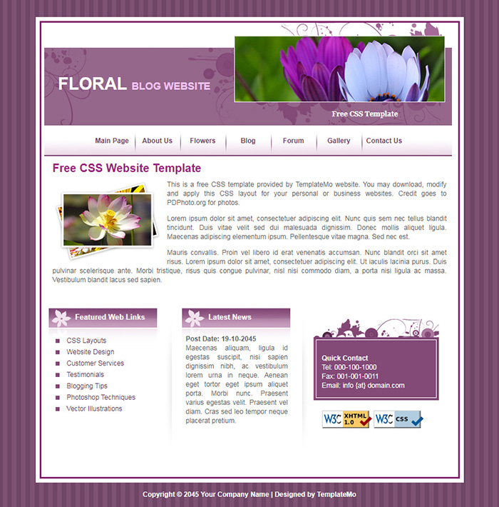 Free Floral Website Template