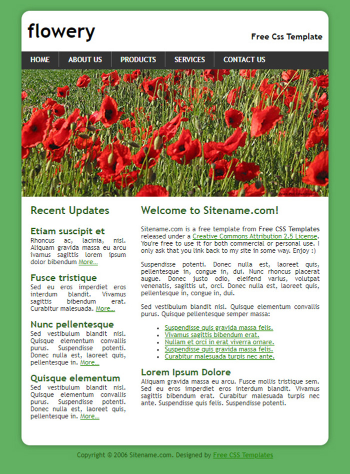 Free flowery Website Template