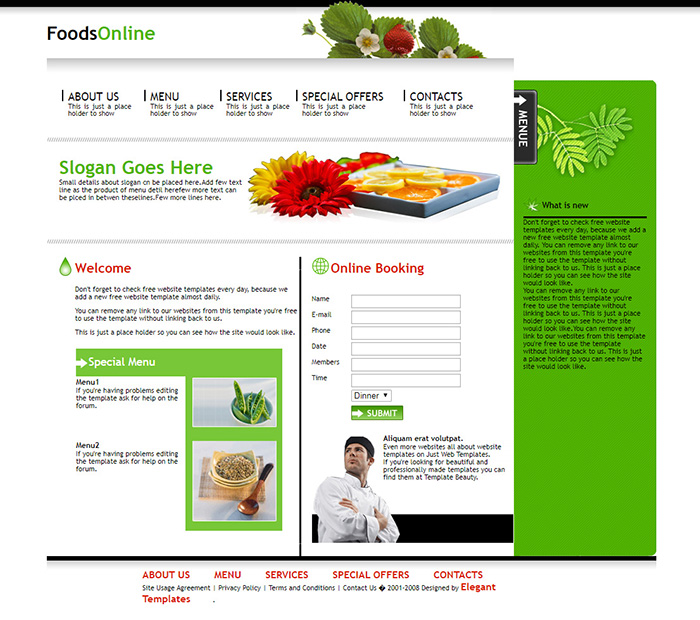 Free FoodsOnline Website Template