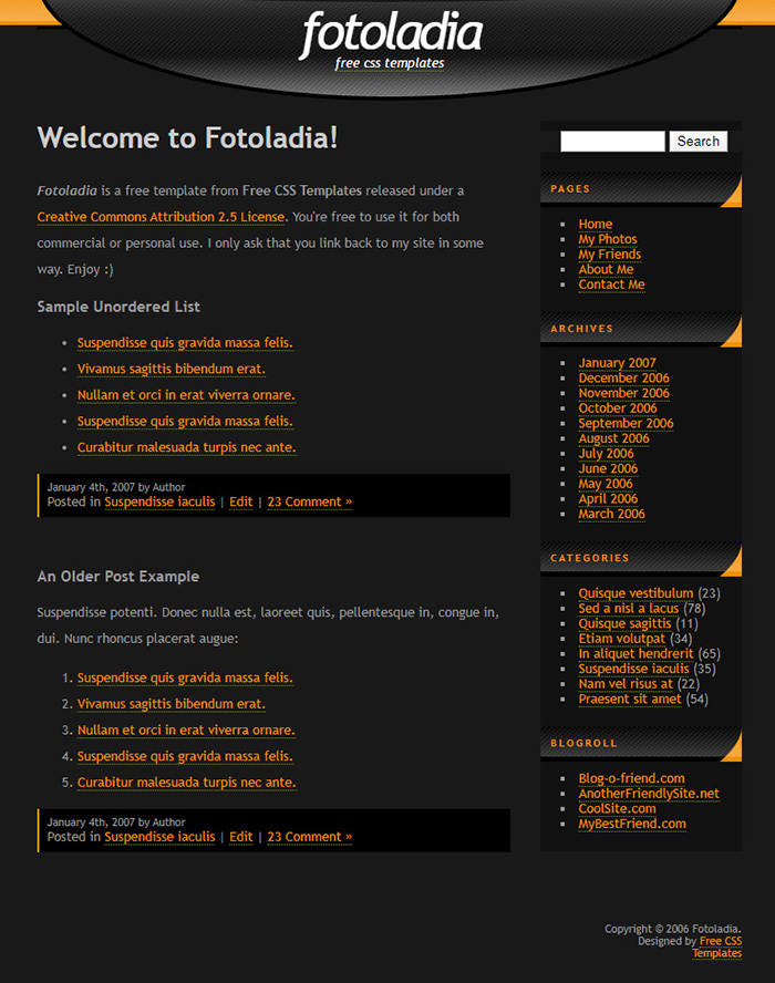 Free Fotoladia Website Template