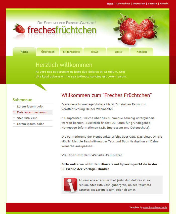 Free Freches Fruechtchen Website Template