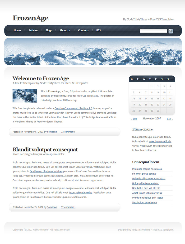 Free FronzenAge Website Template