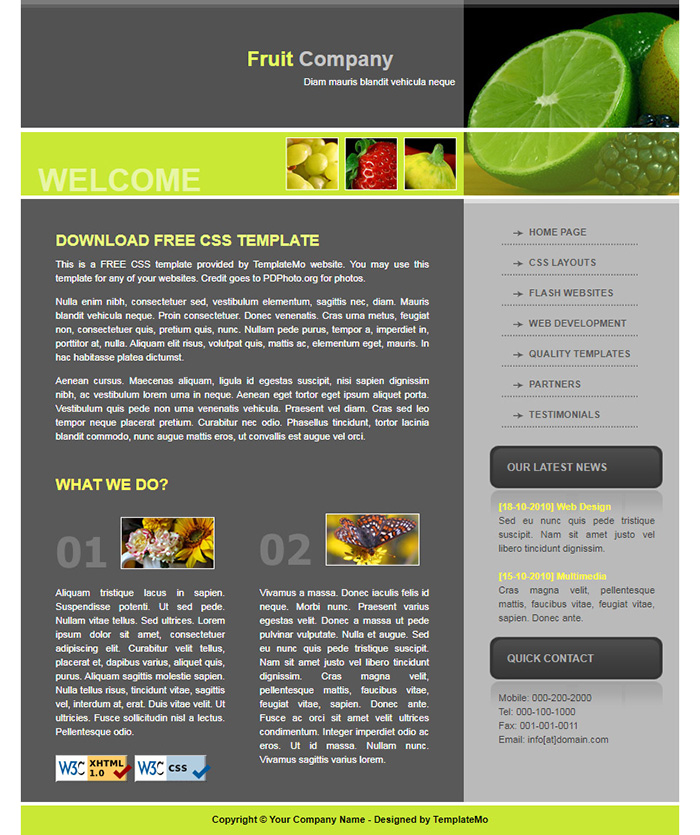 Free Fruit Company Website Template