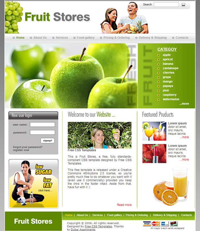 Free Fruit Stores Website Template