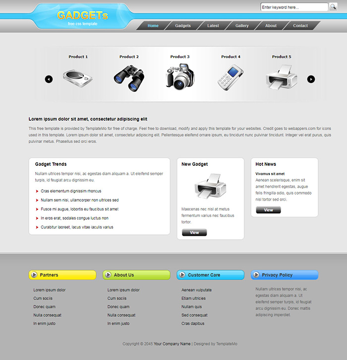 Free Gadgets Website Template