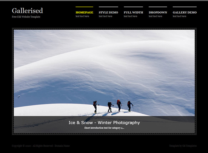 Free Gallerised Website Template