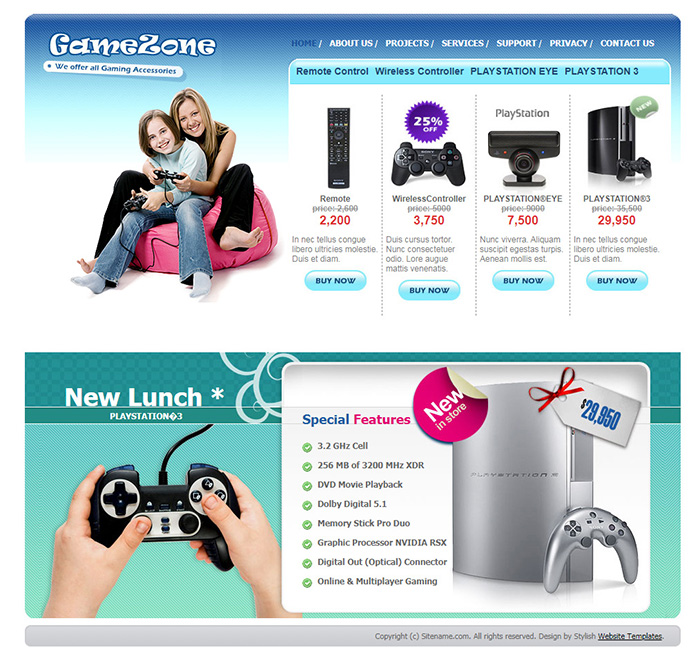 Free GameZone Website Template