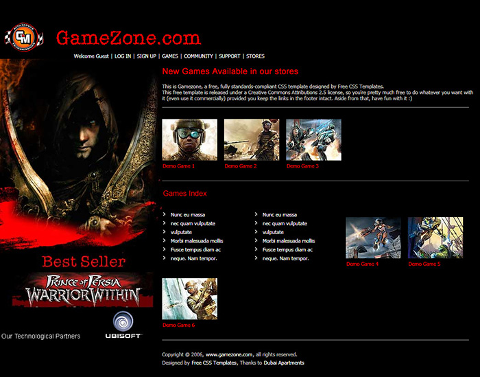 Free Gamezone Website Template