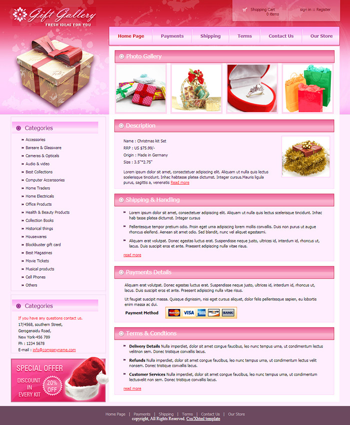 Free Gift Gallery Website Template Free Website Templates Html5 Css Templates Open Source Templates