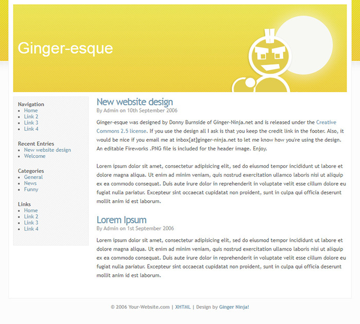 Free Ginger-esque Website Template