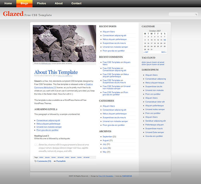 Free Glazed Website Template