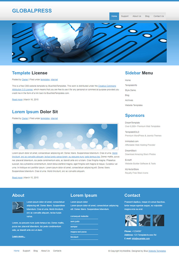 Free GlobalPress Website Template