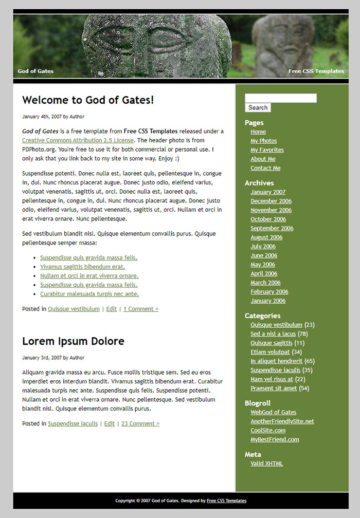 Free God of Gates Website Template