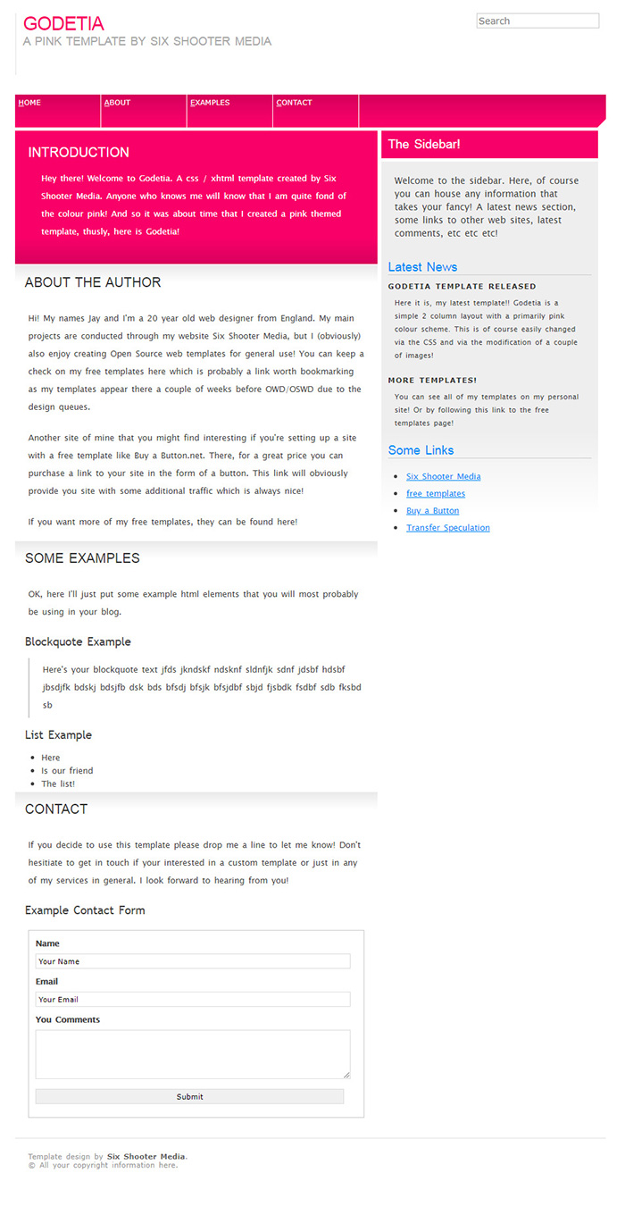 Free Godetia Website Template