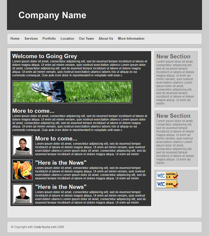 Free Going Grey Website Template