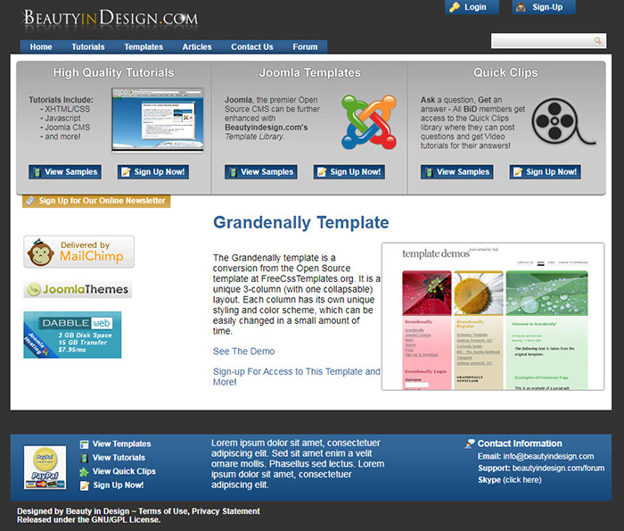 Free Grandenally Website Template