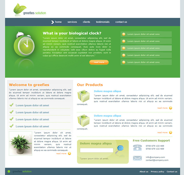 Free Greefies Website Template