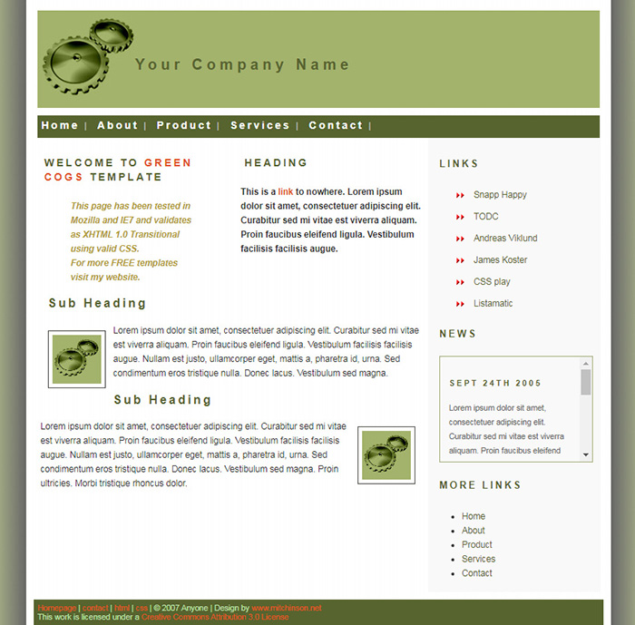 Free Green Cogs Website Template - Free Website Templates, HTML5 & CSS ...