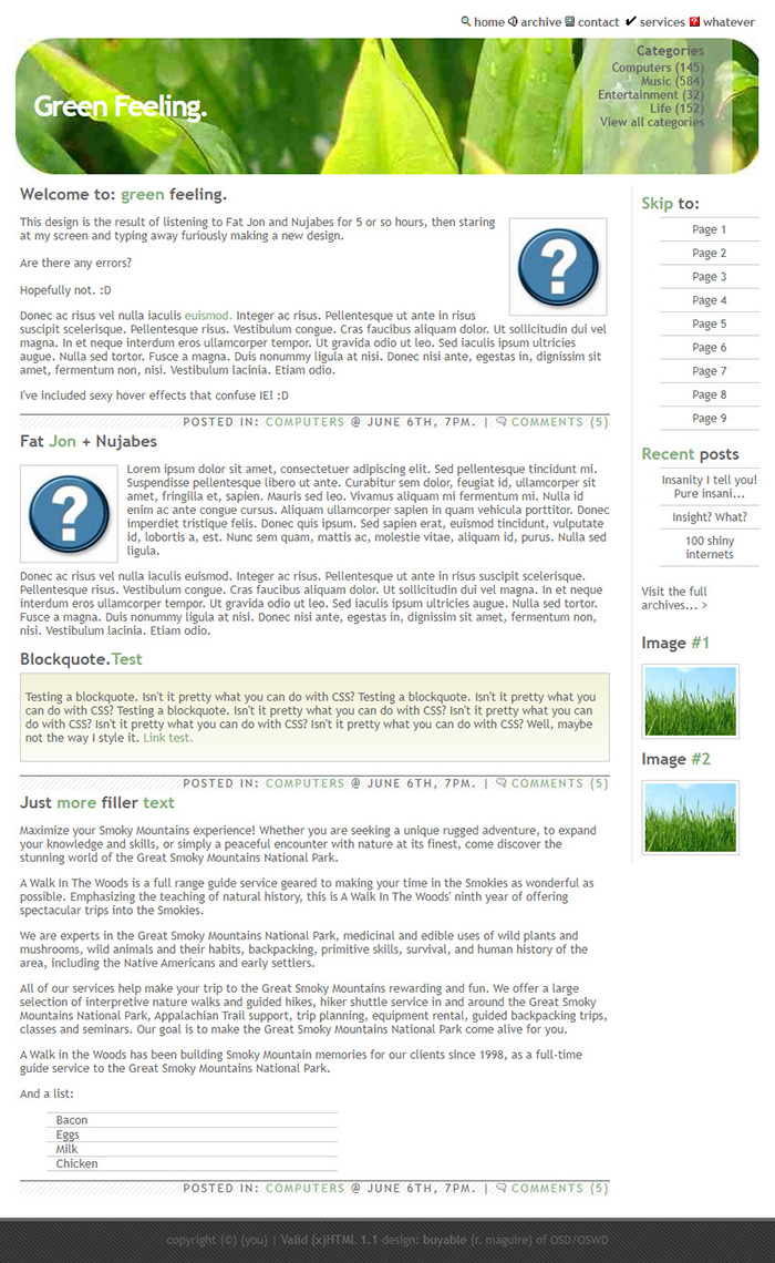 Free Green Feeling Website Template